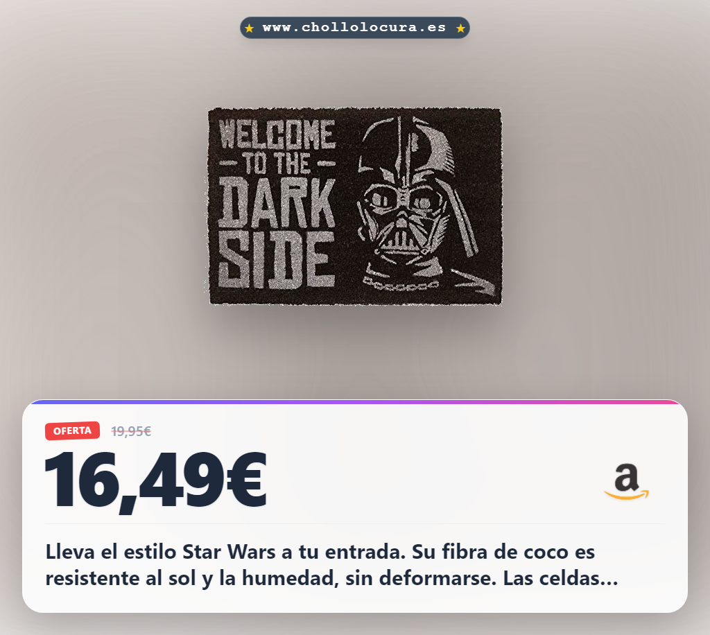Aprovecha el felpudo entrada Star Wars DarkBlader Grupo Erik. Fibra de coco resistente y anti-deslizante en oferta.