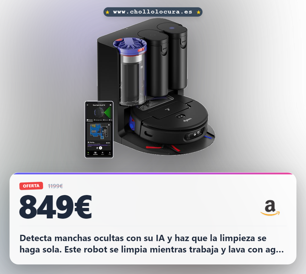 Consigue el robot Dyson Spot+Scrub AI que detecta manchas con luz verde al mejor precio del año al chollo