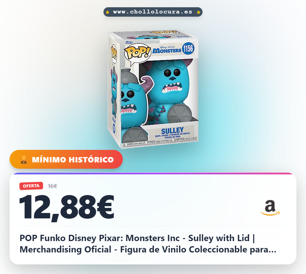 POP Funko Disney Pixar: Monsters Inc - Sulley with Lid | Merchandising Oficial - Figura de Vinilo Coleccionable para Decoración - Regalo Friki de Cumpleaños