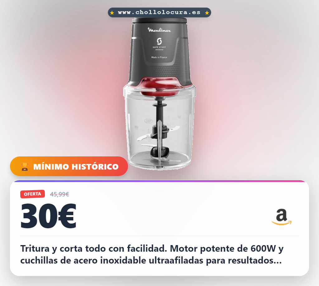 Consigue la picadora de alimentos Moulinex Easy Press 600W con 4 cuchillas y Safe Start Advanced en oferta