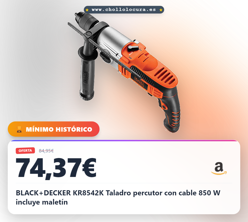 BLACK+DECKER KR8542K Taladro percutor con cable 850 W incluye maletín