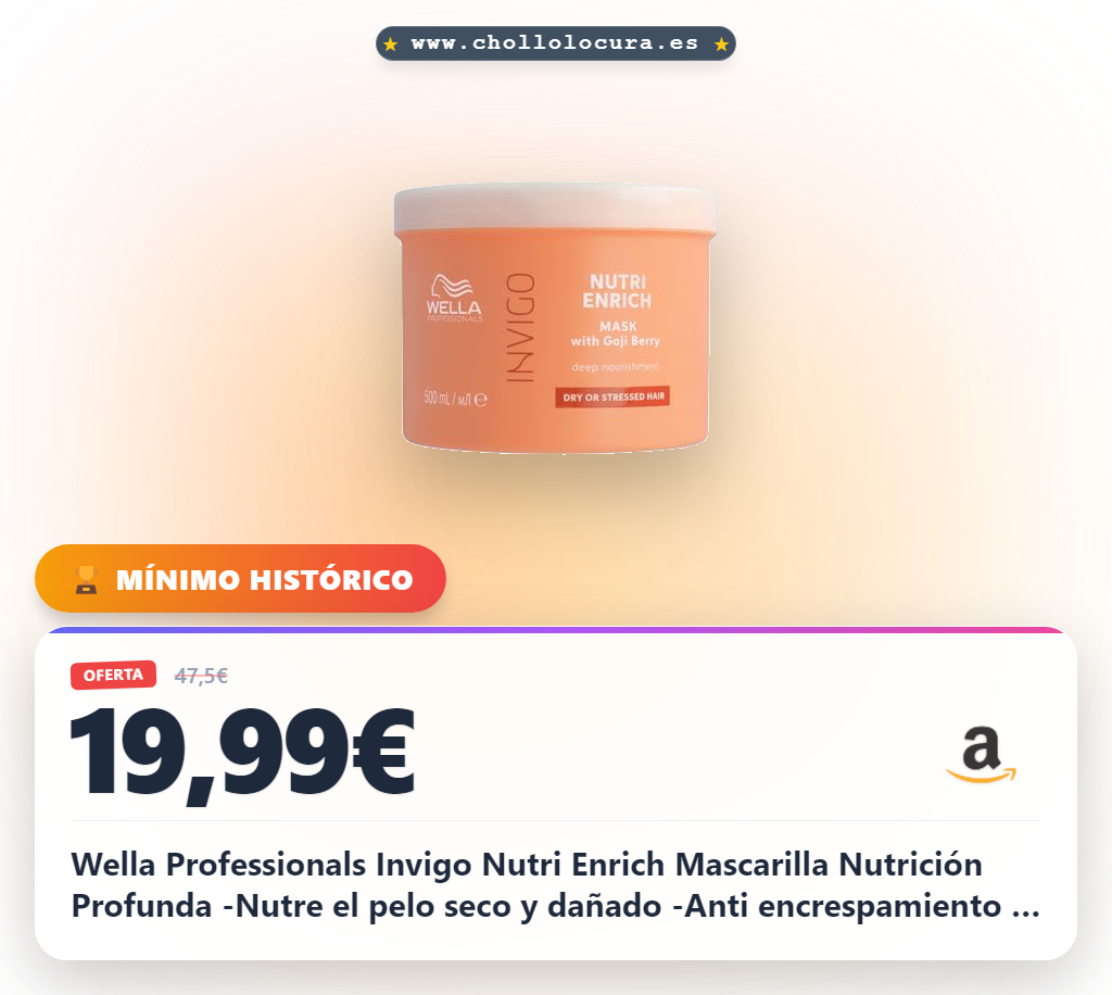 Wella Professionals Invigo Nutri Enrich Mascarilla Nutrición Profunda -Nutre el pelo seco y dañado -Anti encrespamiento -Vitamina E -Bayas de Goji 500ml