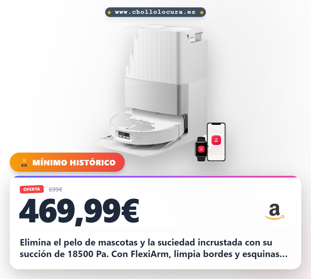 Aprovecha el robot aspirador Qrevo EdgeT con succión 18500 Pa y FlexiArm para mascotas en oferta histórica