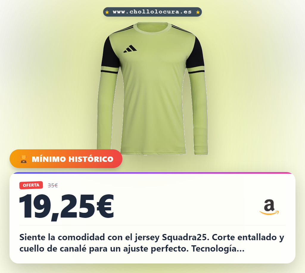 Consigue la camiseta de portero adidas Squadra25 Goalkeeper manga larga en oferta con tecnología AEROREADY
