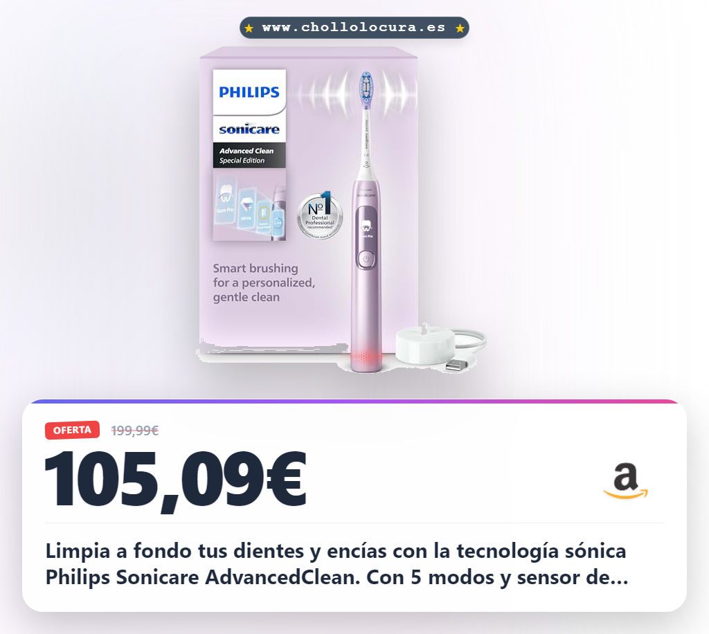 Aprovecha el cepillo eléctrico Philips Sonicare AdvancedClean con 5 modos y sensor de presión para encías sanas