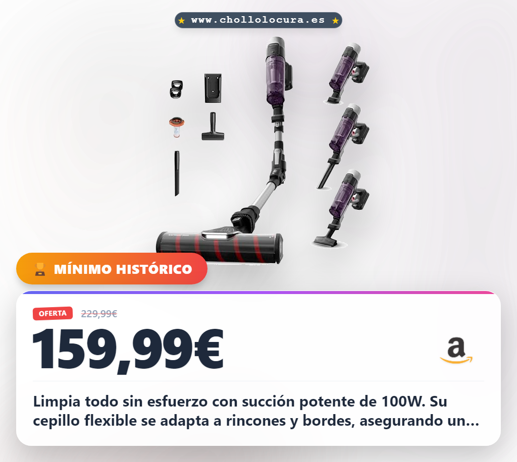 Aprovecha la aspiradora Rowenta X-Force Flex sin cable con succión potente para limpiar esquinas al mejor precio