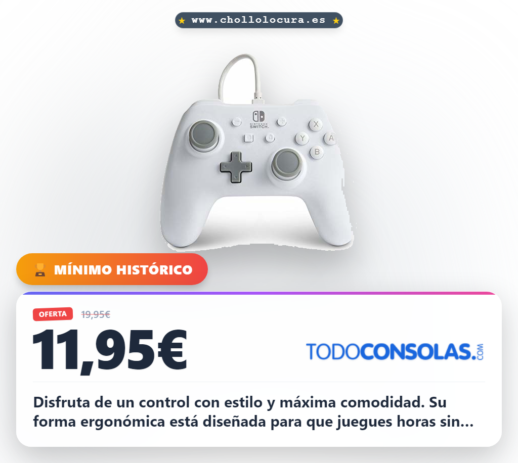 Compra este mando de Nintendo Switch blanco mate con cable extraíble y licencia oficial al mejor precio del año