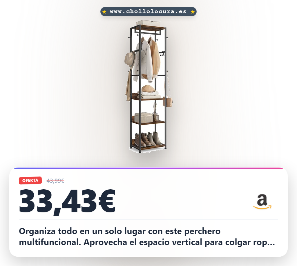 Aprovecha este perchero multifuncional de acero con estantes y barra para organizar ropa en oferta histórica