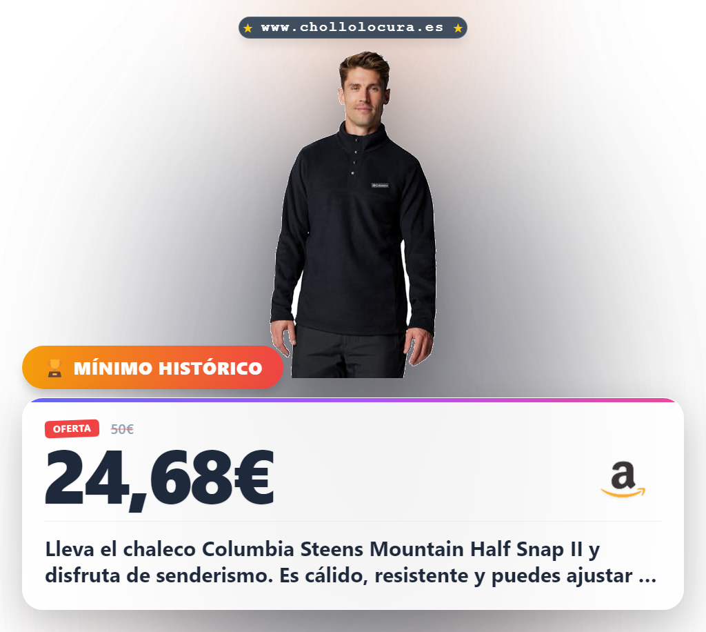 Consigue el chaleco Columbia Steens Mountain Half Snap II para senderismo y actividades al aire libre al mejor precio