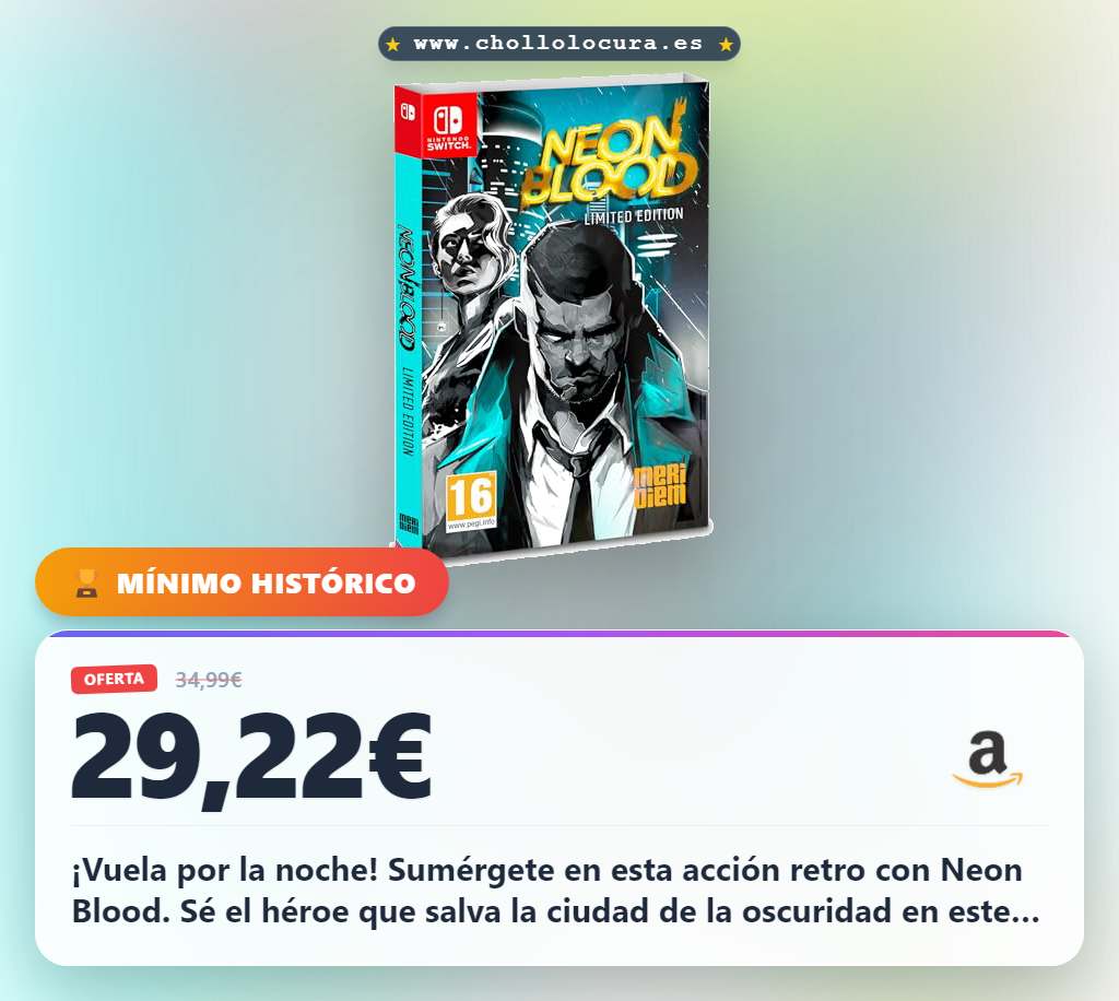 Encuentra Neon Blood Limited Edition para Nintendo Switch. Logra la acción y aventura retro a precio de chollo