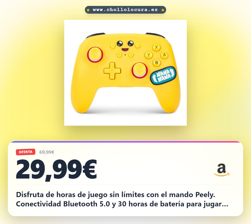 Consigue el mando inalámbrico mejorado Peely para Nintendo Switch con Bluetooth 5.0 y batería de 30 horas
