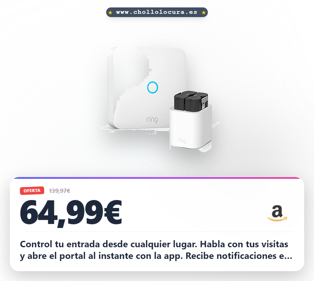 Logra controlar tu edificio con Ring Intercom y batería extra. Abre el portal en remoto y verifica entregas Amazon a precio de chollo