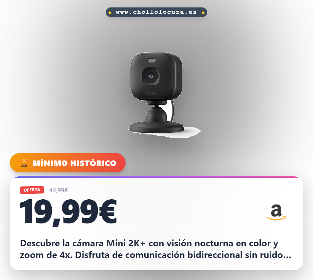 Consigue la cámara Mini 2K+ Blink con visión nocturna y sonido HD al mejor precio de oferta