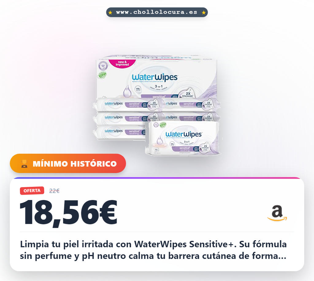 Consigue las toallitas WaterWipes Sensitive+ Calmantes para piel sensible con 6 paquetes al mejor precio del año en oferta