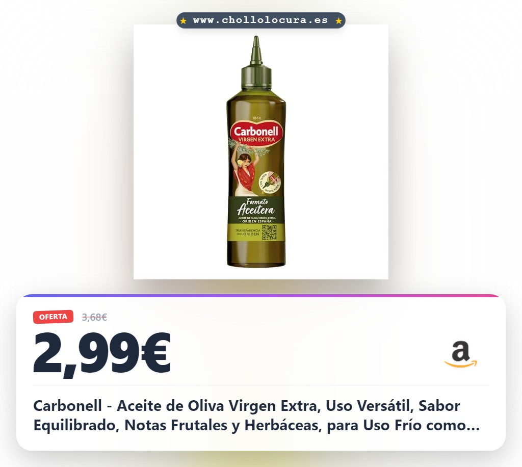 Carbonell - Aceite de Oliva Virgen Extra, Uso Versátil, Sabor Equilibrado, Notas Frutales y Herbáceas, para Uso Frío como Aliñar y Marinar, con Tapón Dosificador y Código QR, Formato Aceitera - 460 ml
