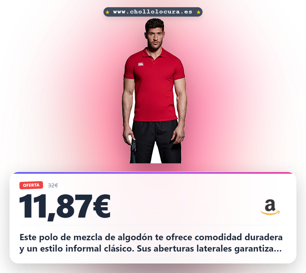 Consigue el polo Waimak de Canterbury para hombre rojo con máxima comodidad y estilo clásico en oferta histórica al mejor precio del año.