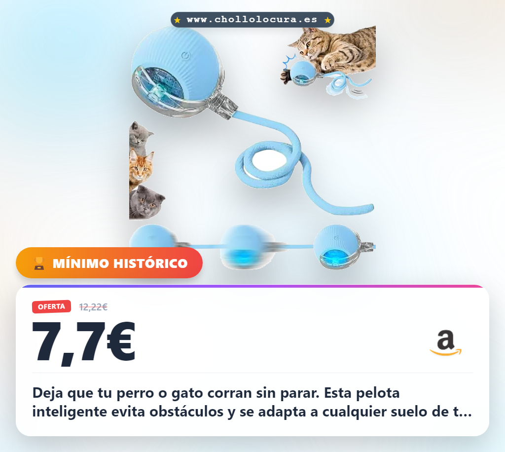 Disfruta de la Pelota Interactiva 360° para Perros y Gatos, bola rodante automática en oferta al mejor precio.