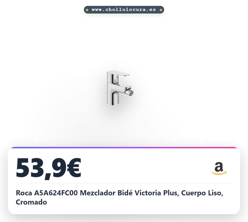 Roca A5A624FC00 Mezclador Bidé Victoria Plus, Cuerpo Liso, Cromado
