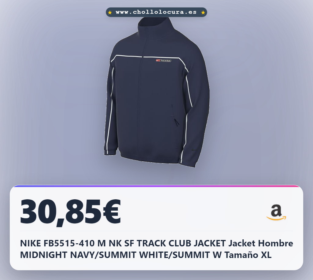 NIKE FB5515-410 M NK SF TRACK CLUB JACKET Jacket Hombre MIDNIGHT NAVY/SUMMIT WHITE/SUMMIT W Tamaño XL