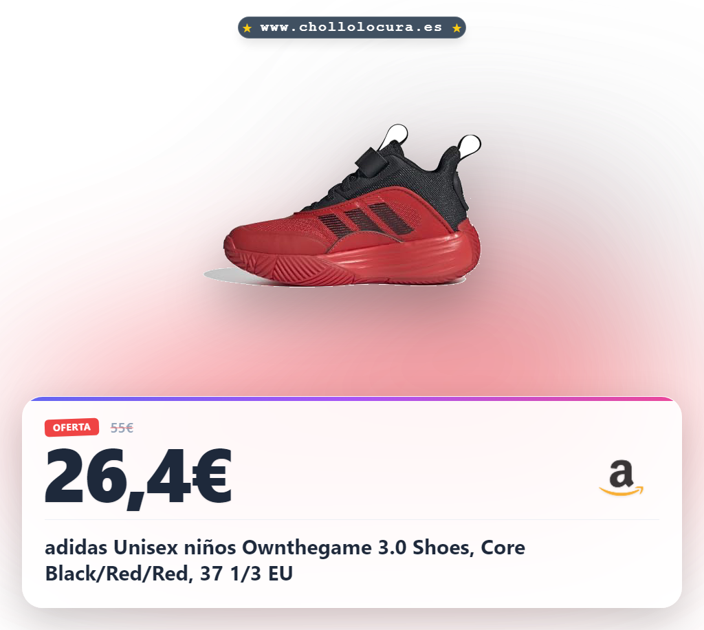 adidas Unisex niños Ownthegame 3.0 Shoes, Core Black/Red/Red, 37 1/3 EU