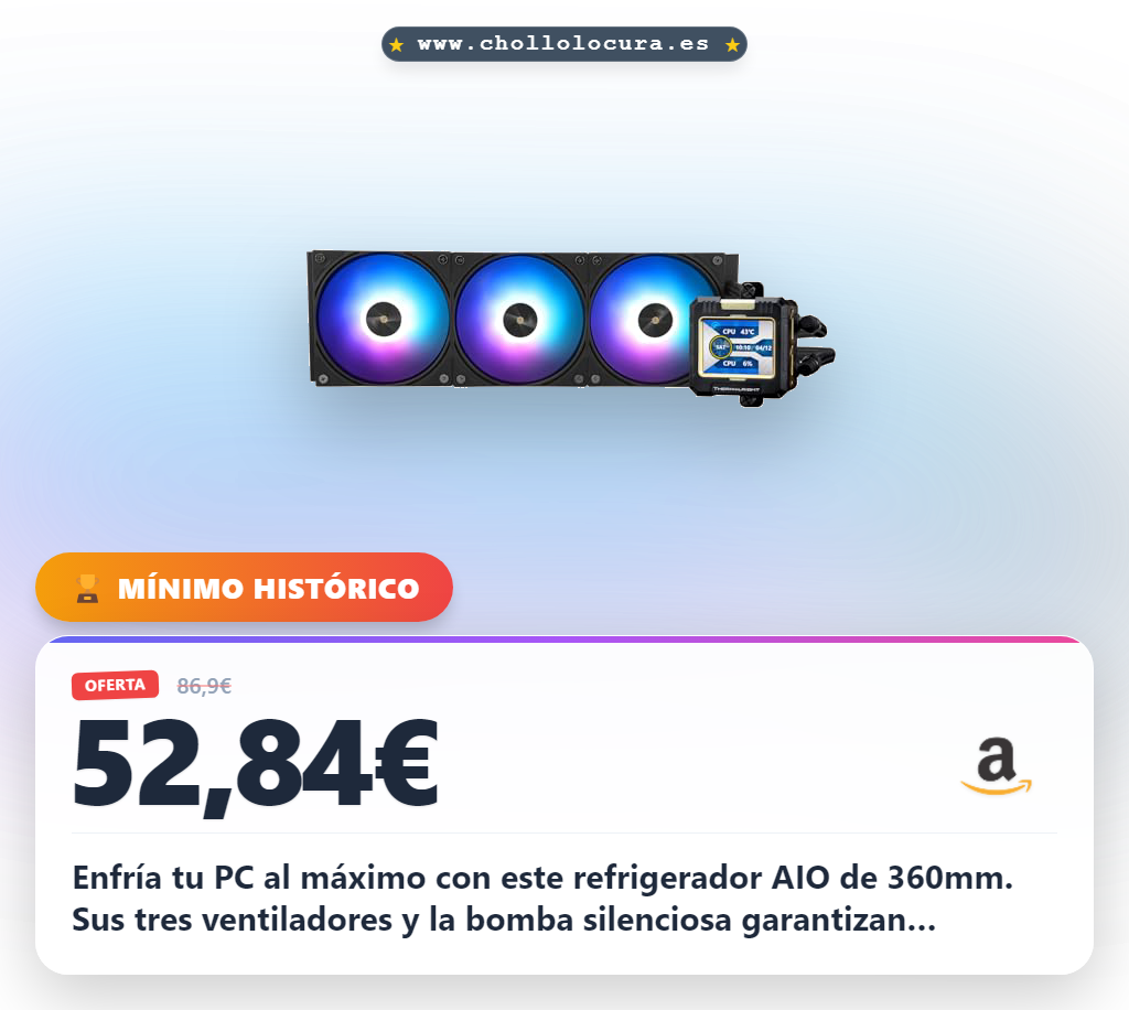 Consigue el refrigerador de agua Thermalright 360mm con pantalla LCD y 3 ventiladores RGB al mejor precio