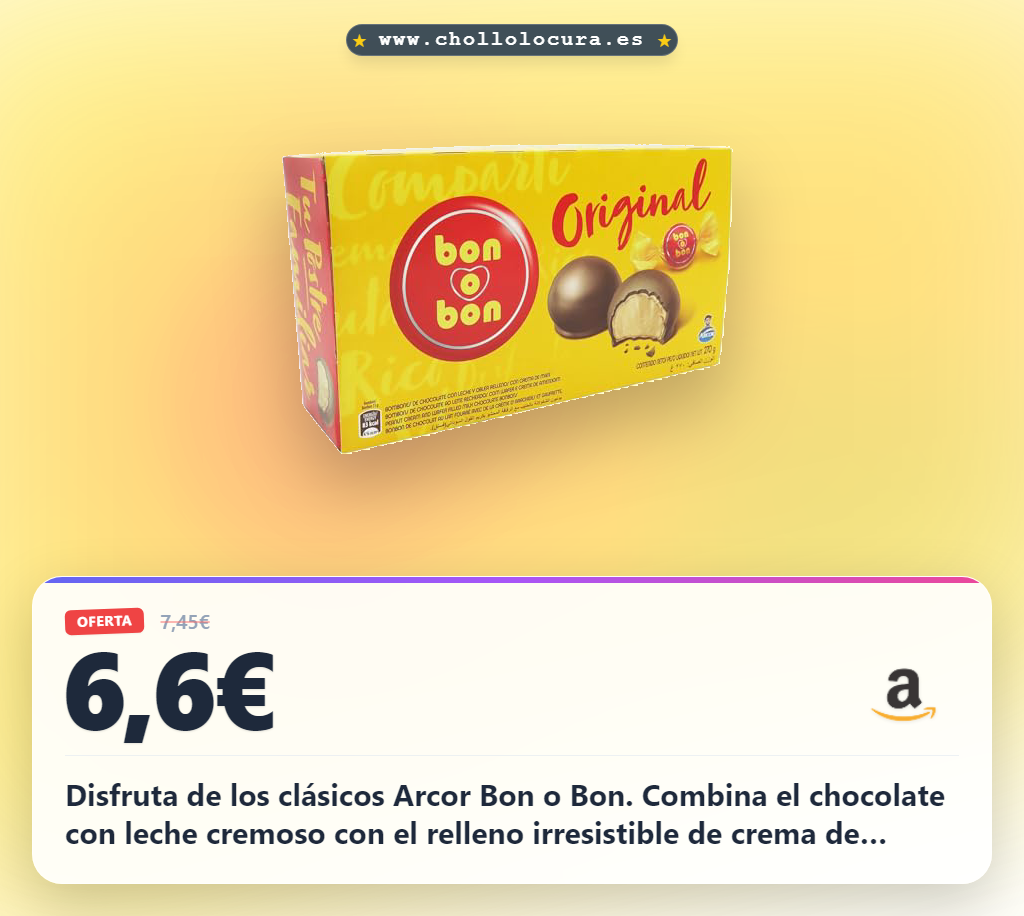 Obtén los Arcor Bon o Bon Original con crema de cacahuete a precio de chollo