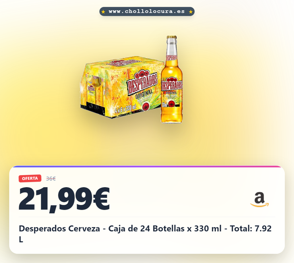 Desperados Cerveza - Caja de 24 Botellas x 330 ml - Total: 7.92 L