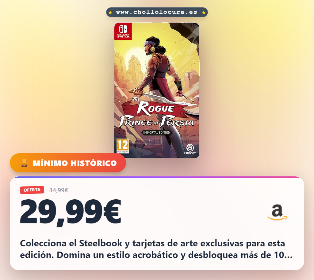 Aprovecha la leyenda del Príncipe de Persia: Immortal Edition con Steelbook y arte exclusivo en oferta histórica