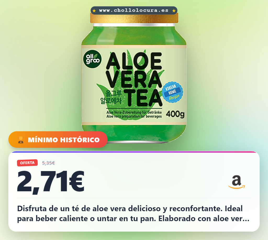 Aprovecha este delicioso té de aloe vera coreano con sabor a té verde y jengibre al mejor precio