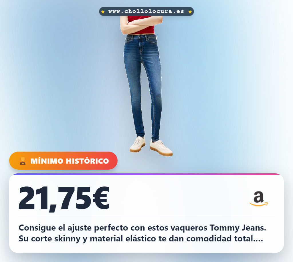 Consigue estos vaqueros Tommy Jeans Skinny Fit al mejor precio. Ajustados y cómodos con algodón regenerativo.