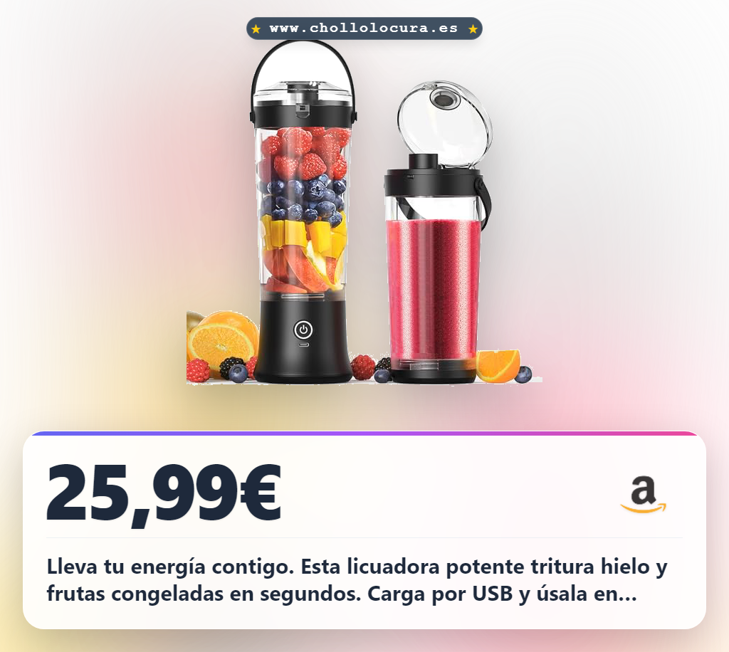 Consigue esta licuadora portátil TOPESCT 500ml recargable por USB para batidos y smoothies al mejor precio