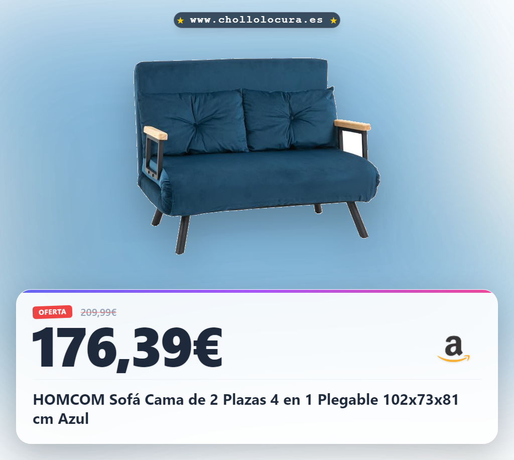 HOMCOM Sofá Cama de 2 Plazas 4 en 1 Plegable 102x73x81 cm Azul