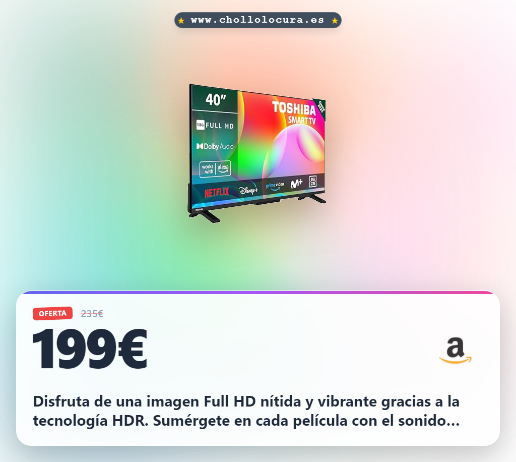 Aprovecha esta Smart TV Full HD con HDR y Dolby Audio. Consigue 2 HDMI y Bluetooth en oferta histórica.