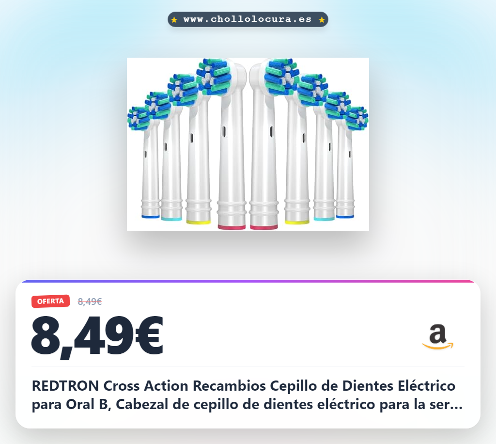 REDTRON Cross Action Recambios Cepillo de Dientes Eléctrico para Oral B, Cabezal de cepillo de dientes eléctrico para la serie Vitality Pro Smart Genius de Cuidado Profesional