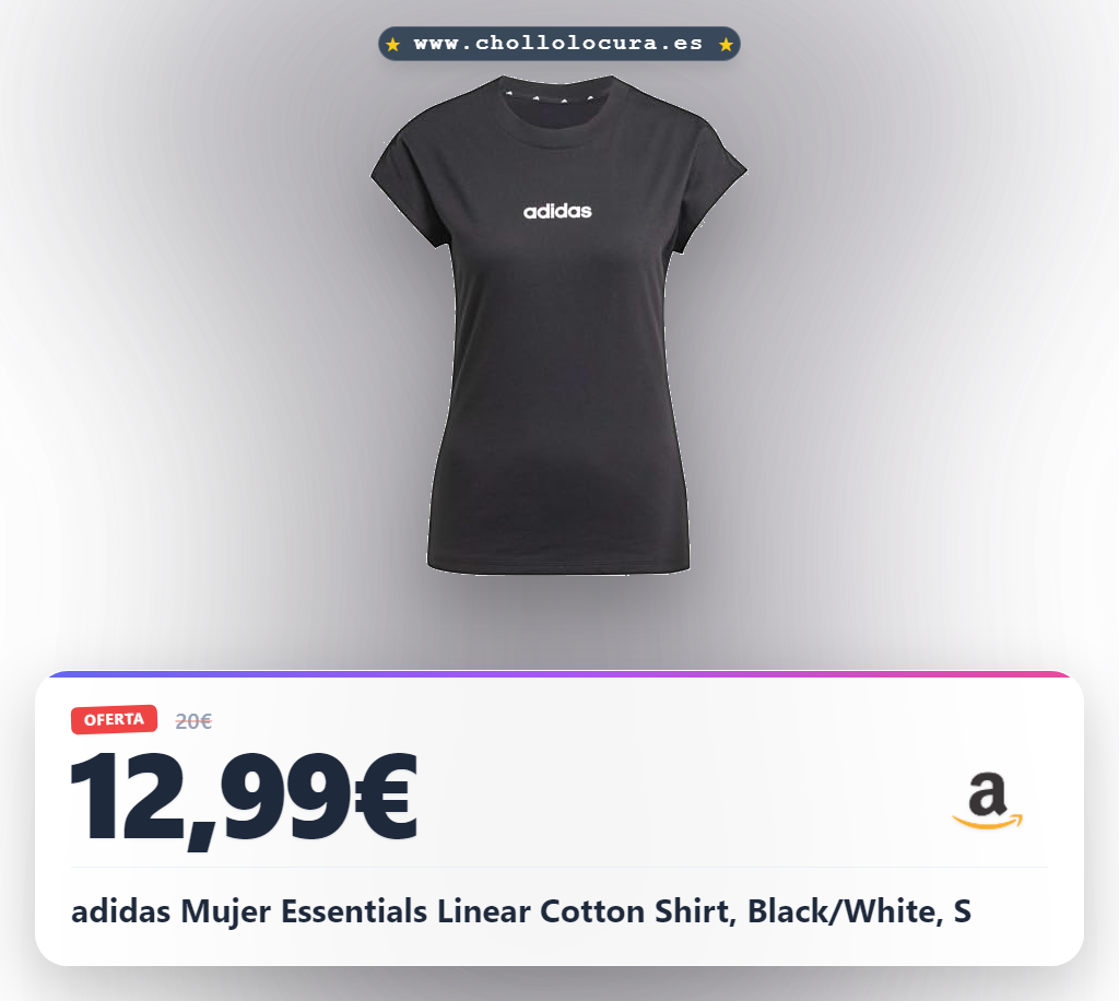 Disfruta de este shirt adidas mujer Essentials Linear de algodón 100% con corte entallado en oferta