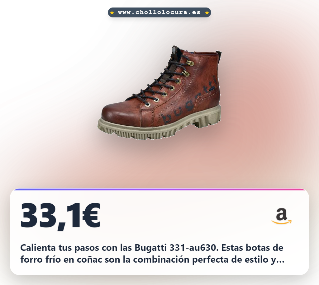 Consigue las botas Bugatti 331-AU630 de forro frío para hombre. Calidad premium y estilo elegante a precio de chollo