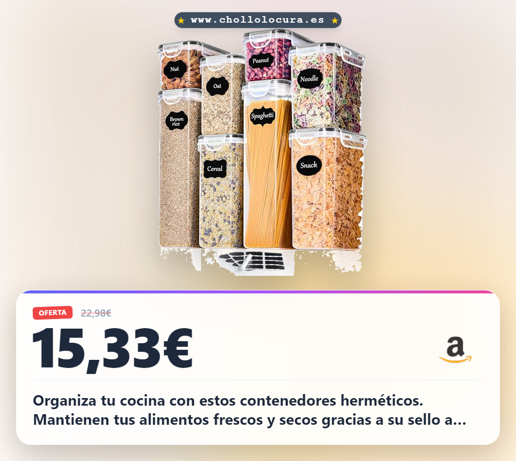 Aprovecha estos botes herméticos para almacenar alimentos en la cocina al mejor precio juego de 8 recipientes