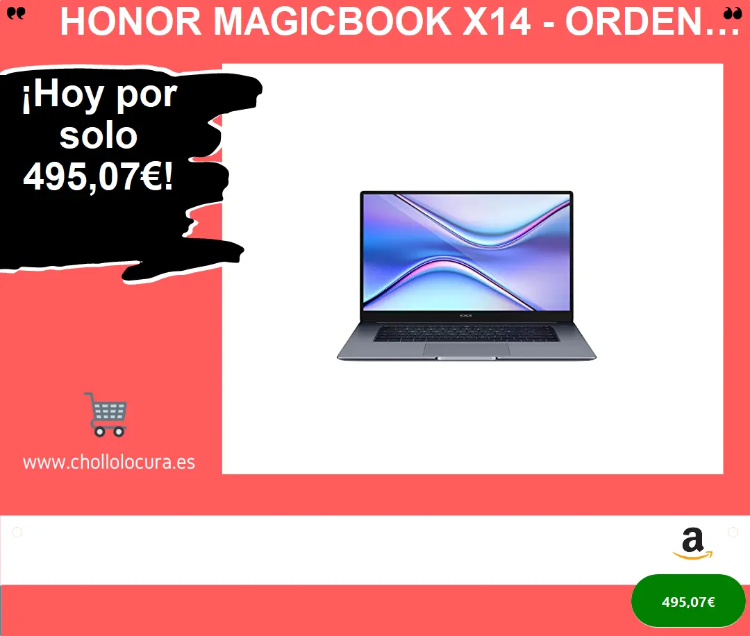 HONOR MagicBook X14 - Ordenador Portátil de 14" FullView Laptop(Intel Core i5-10210U, 8GB RAM, 512GB SSD, Windows 10 Home), Laptop, Color Deep Sea Blue - Teclado QWERTY español
