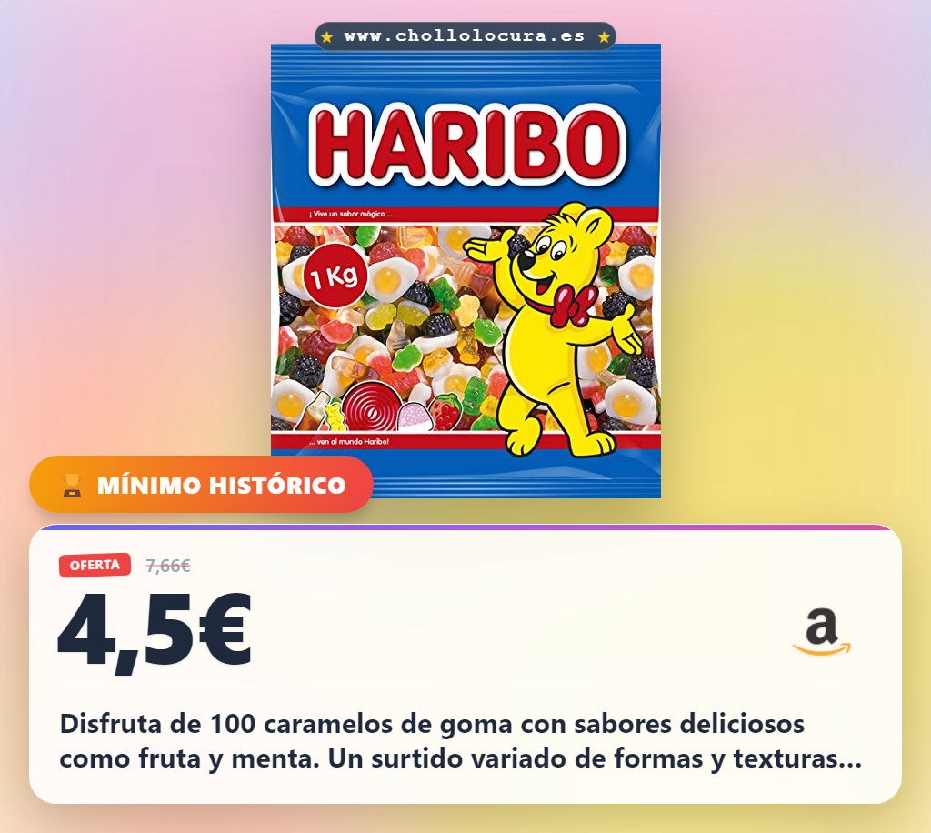Aprovecha 100 caramelos de goma con sabores variados en oferta histórica de 1 kg