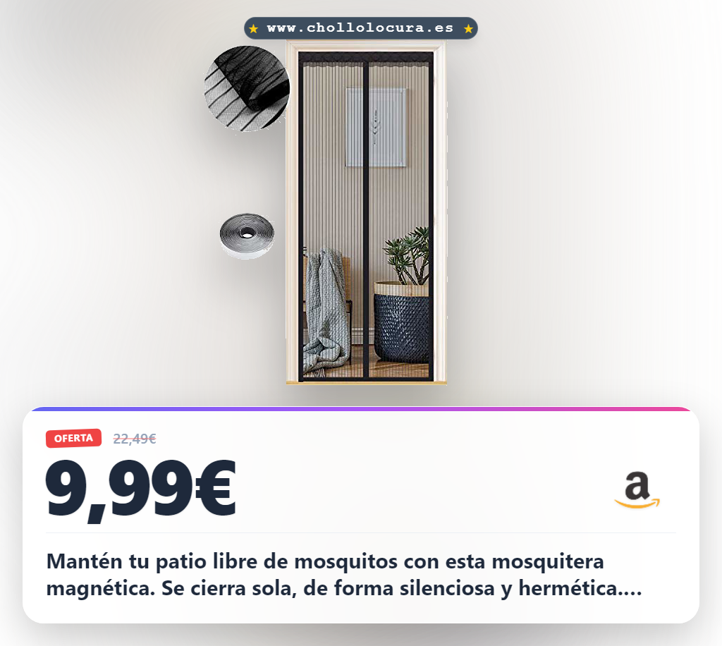 Logra mantener tu patio libre de insectos con esta Mosquitera Puerta Magnética de cierre automático en oferta