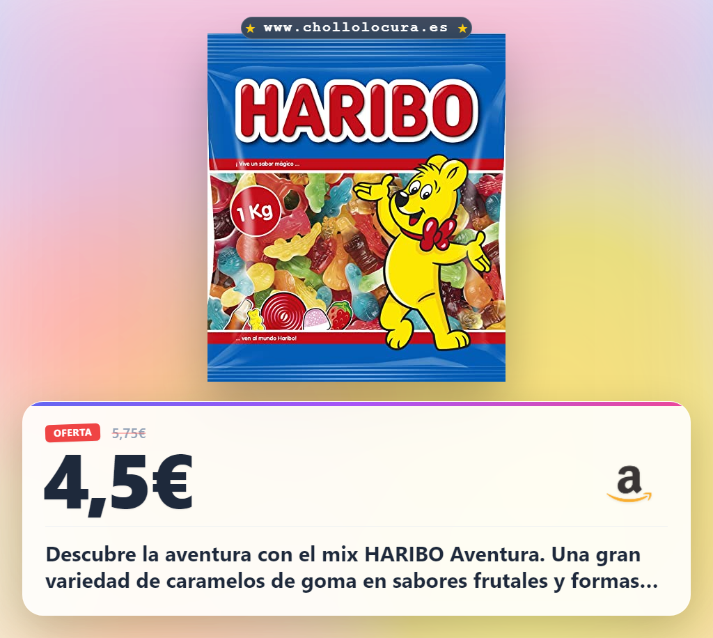 Aprovecha el mix de caramelos de goma HARIBO Aventura con sabores frutales y formas divertidas en oferta