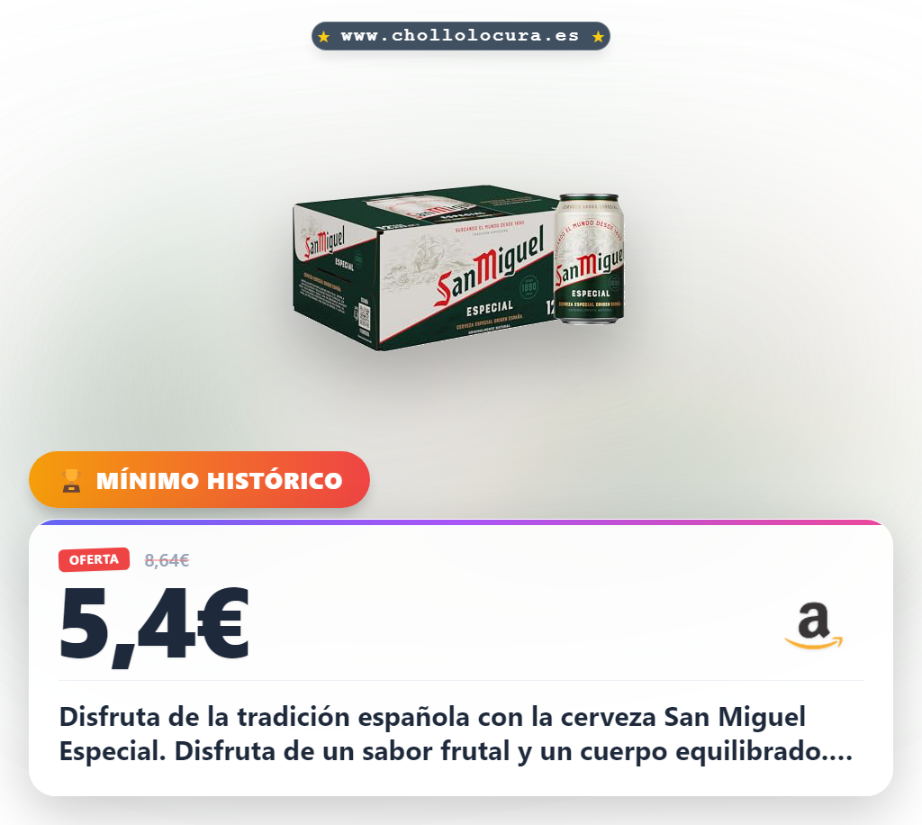 Aprovecha el pack de 12 latas de cerveza San Miguel Especial al mejor precio de la tradición española