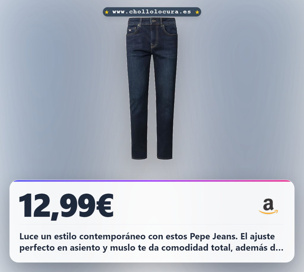 Aprovecha los Pepe Jeans ajustados para hombre en denim oscuro y 5 bolsillos a precio de chollo