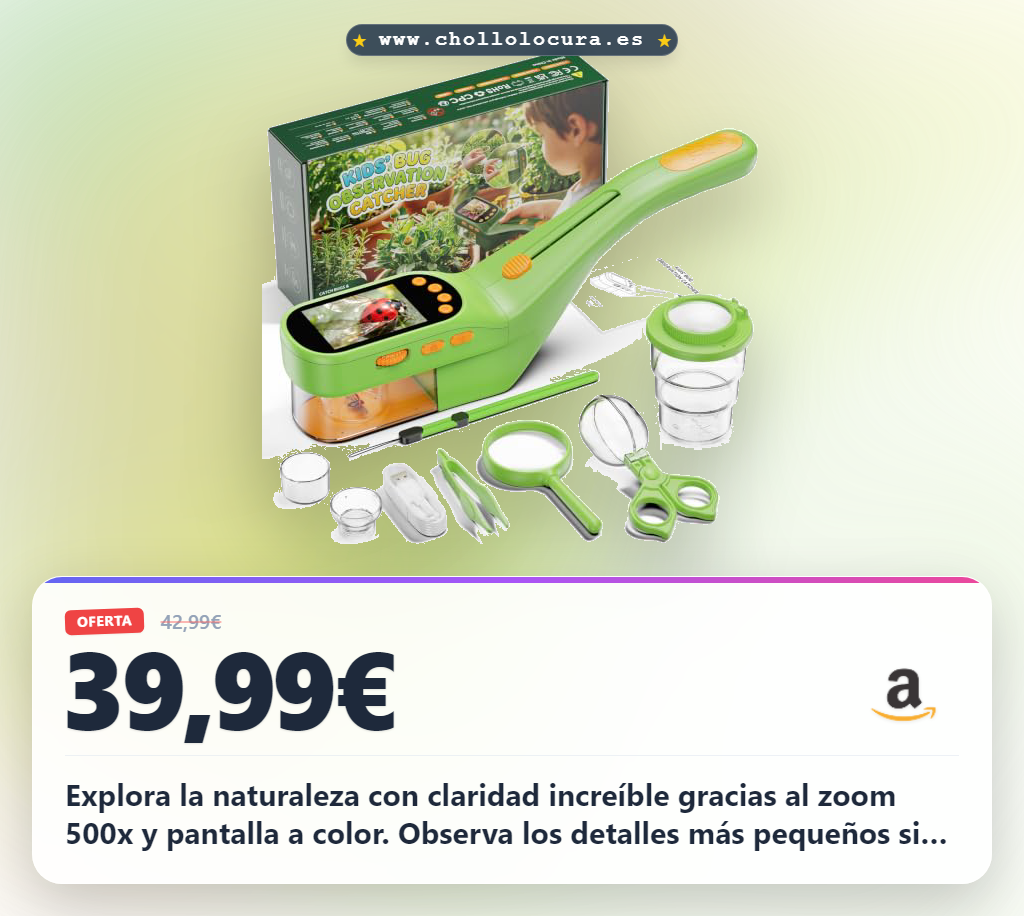 Aprovecha el Kit Explorador ASPOVEN Atrapa Insectos 500X con pantalla a color y luz LED para niños al mejor precio
