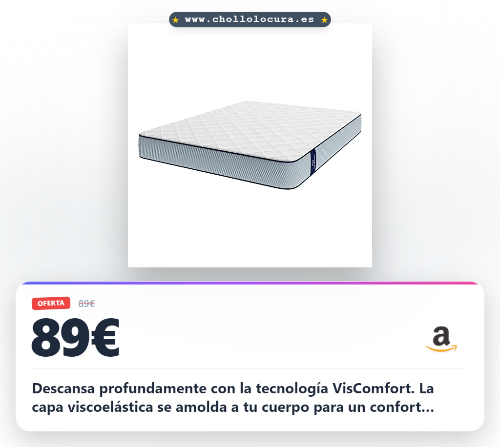Aprovecha este colchón Viscoelástico Flow ViscoCare 1900 con firmeza alta y VisComfort para un descanso total