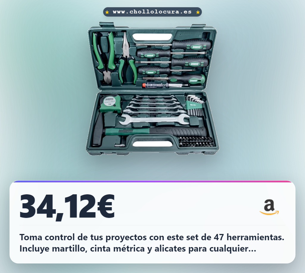 Ahorra en el juego de herramientas de 47 piezas con maletín resistente y accesorios profesionales al mejor precio