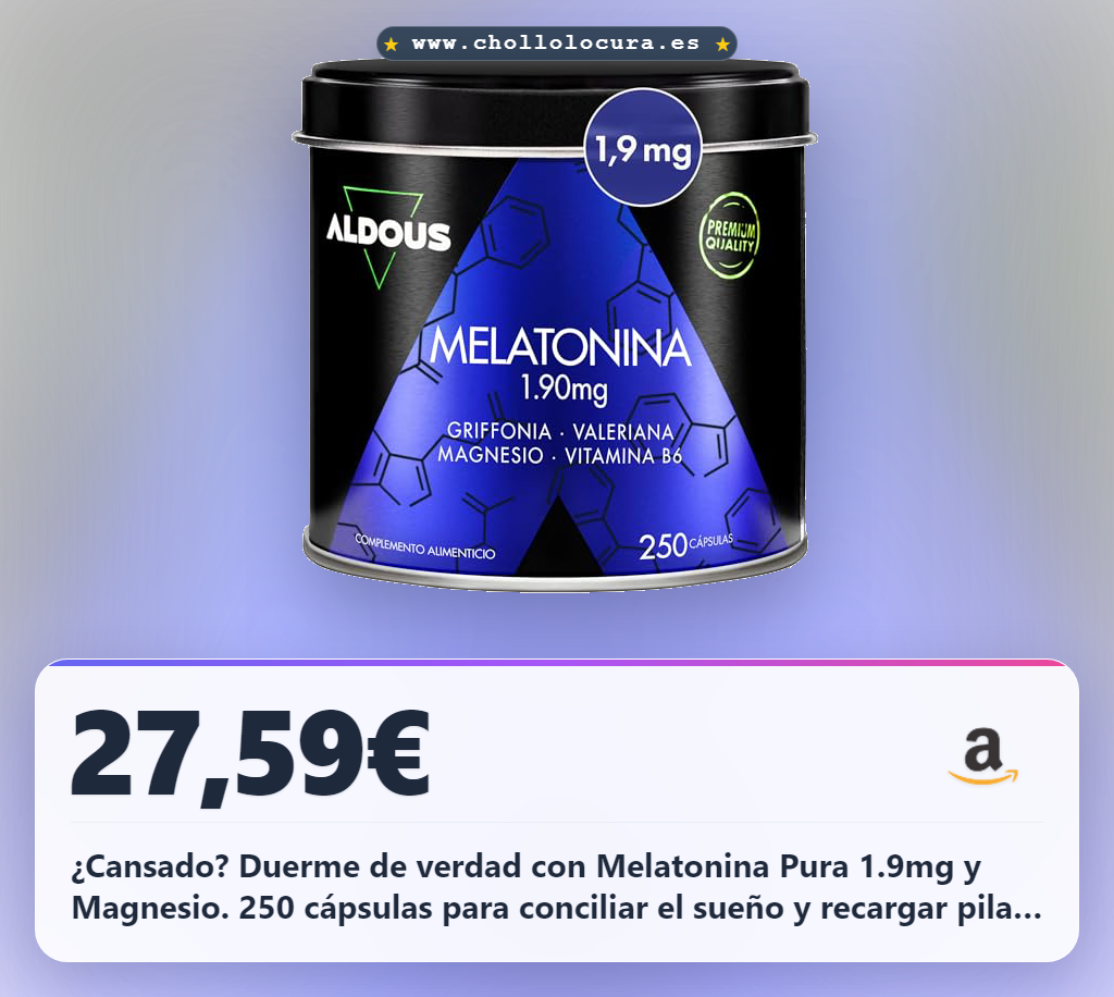 Descubre Melatonina Pura 1.9mg + Magnesio 250 Cápsulas para dormir bien y combatir el insomnio al mejor precio