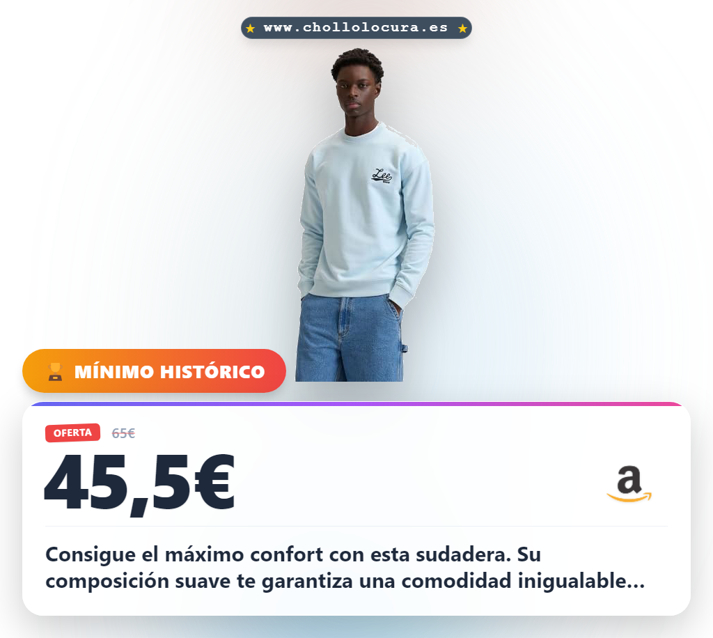 Aprovecha la sudadera Stitch Crew para hombre con corte holgado de algodón y poliéster al mejor precio
