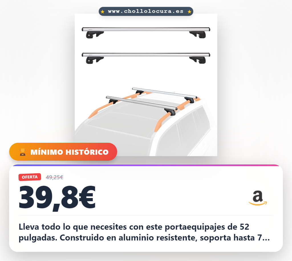 Consigue el portaequipajes de techo Amazon Basics de 52 pulgadas. Paquete de 2 resistente y compatible con SUV.