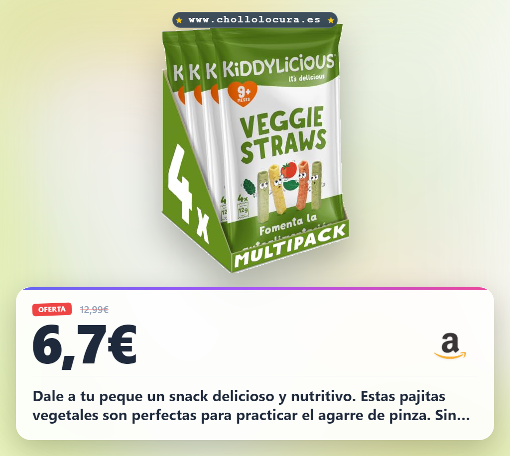 Disfruta de Kiddylicious Veggie Straw: snacks vegetales nutritivos sin gluten para bebés al mejor precio